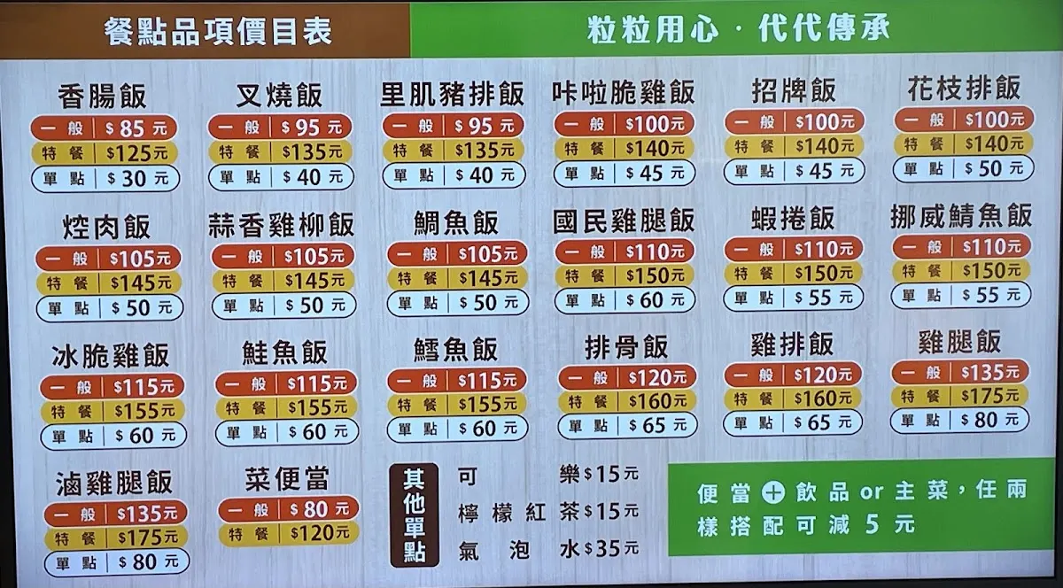 池上木片便當汀州店 菜單 3