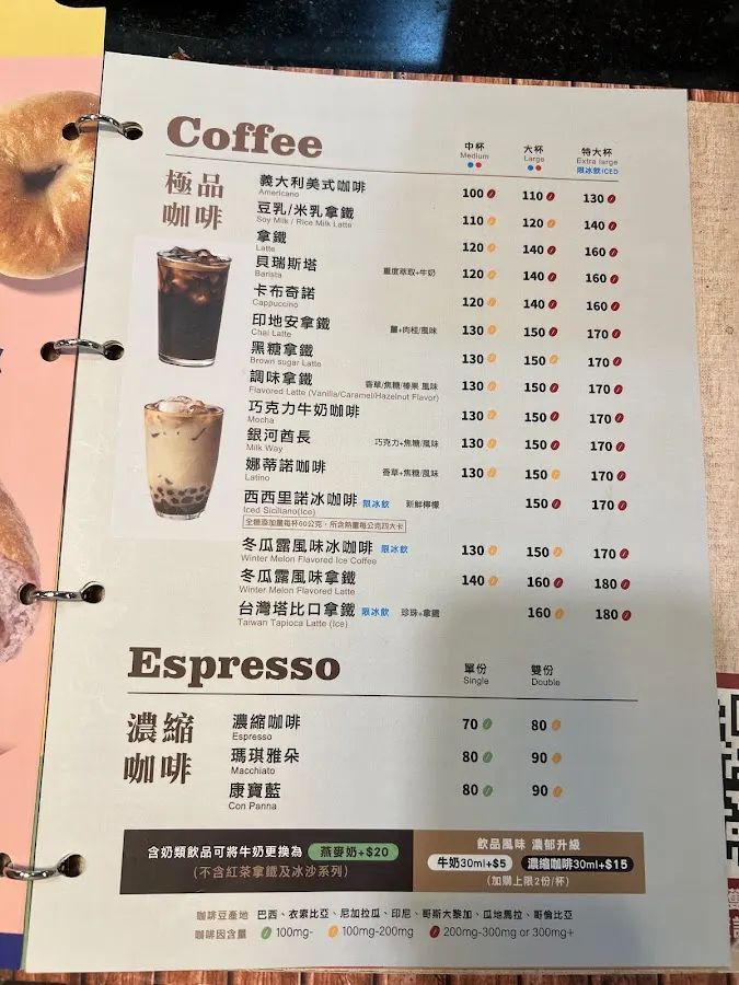 西雅圖極品咖啡 台大店 菜單 1