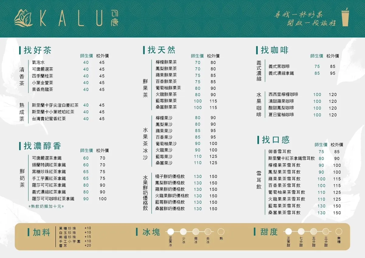 可唐精品茶旅 台大店 菜單 2