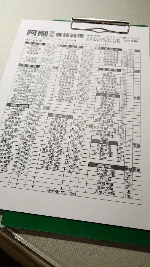 阿剛泰式主題餐廳 菜單 3