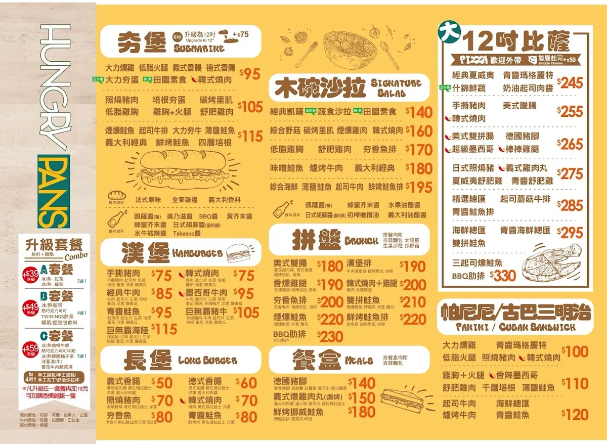 Hungry Pans 夯堡 公館店 菜單 1