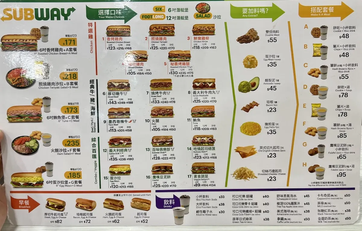 SUBWAY 台電店 菜單 3