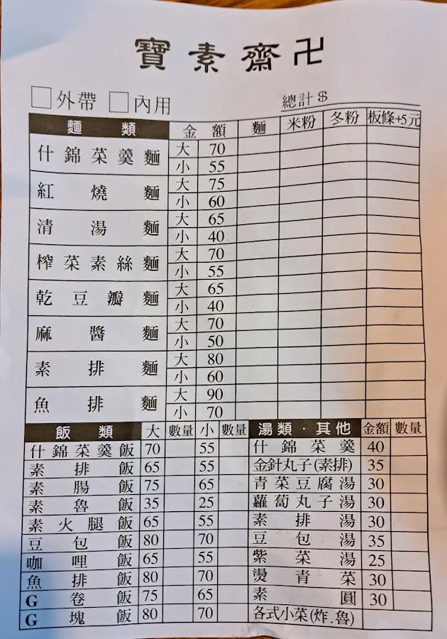 寶素齋滷味臭豆腐 菜單 2