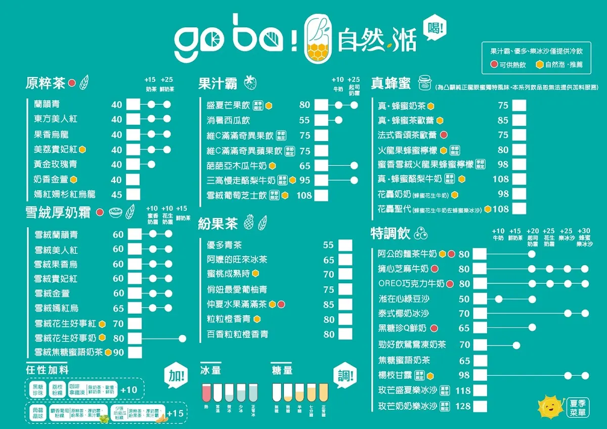 Go ba 自然湉 - 公館飲料｜木瓜牛奶｜水果茶 菜單 2