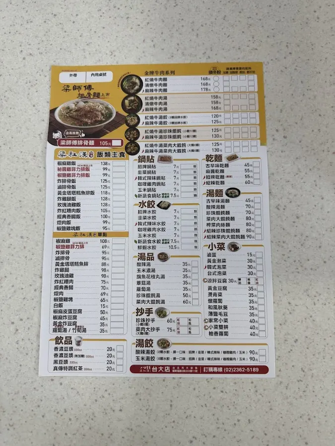 八方雲集-台大店 菜單 1