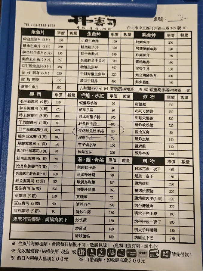 丼壽司 菜單 3