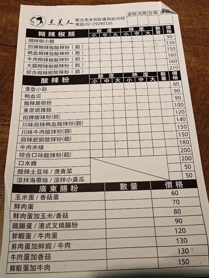 王美人 廣東腸粉、川味粉麵 菜單 2