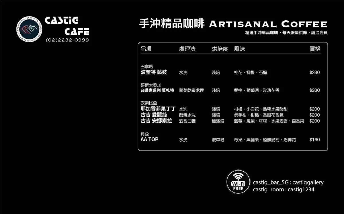 卡斯地畫廊咖啡 CASTiG Café 菜單 2