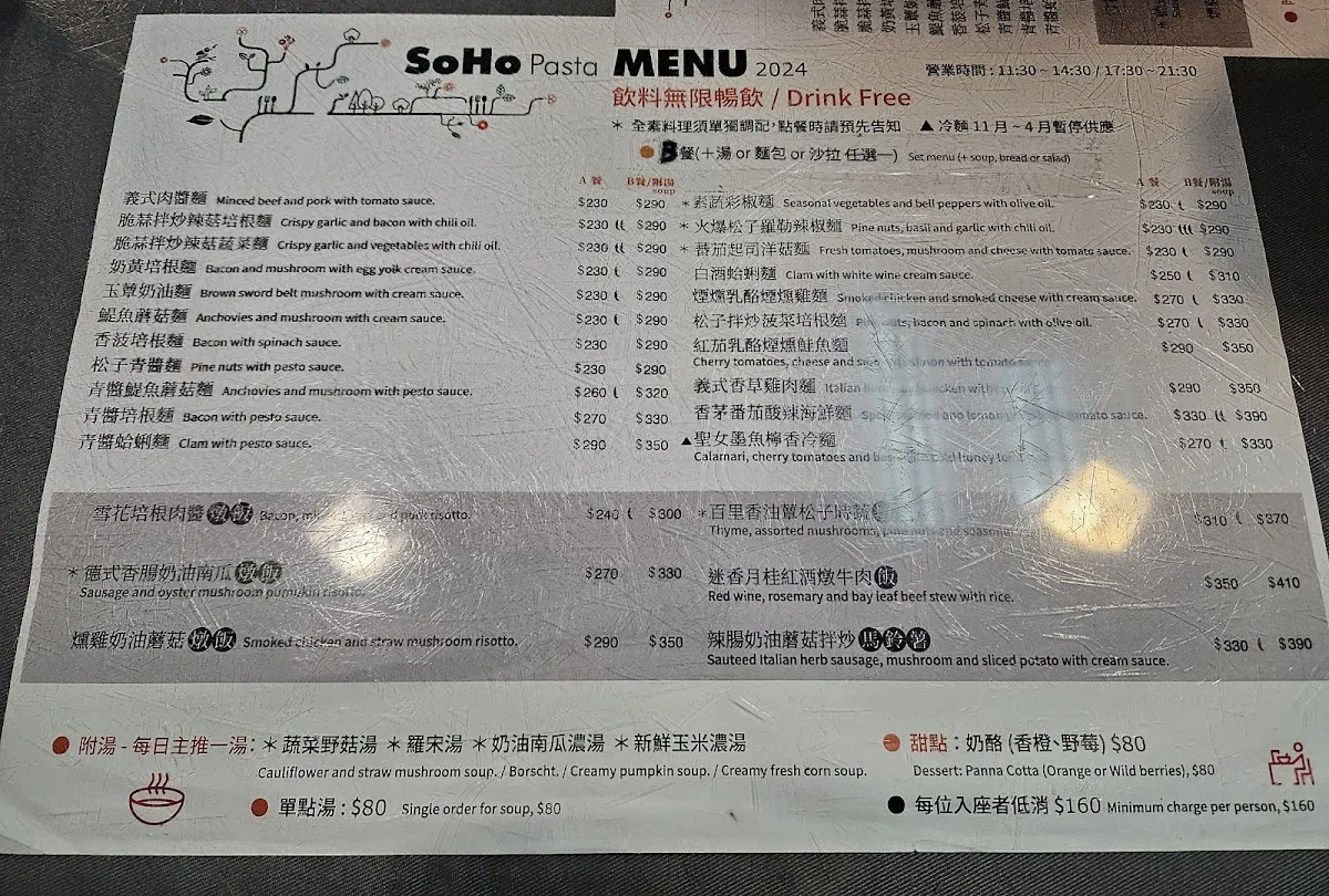 蘇活義大利麵坊 菜單 2