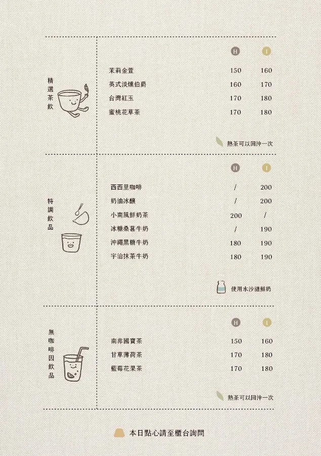 小南風咖啡 Minami Cafe｜師大古亭不限時 (自烘手沖咖啡/插座網路/巴斯克) 菜單 1