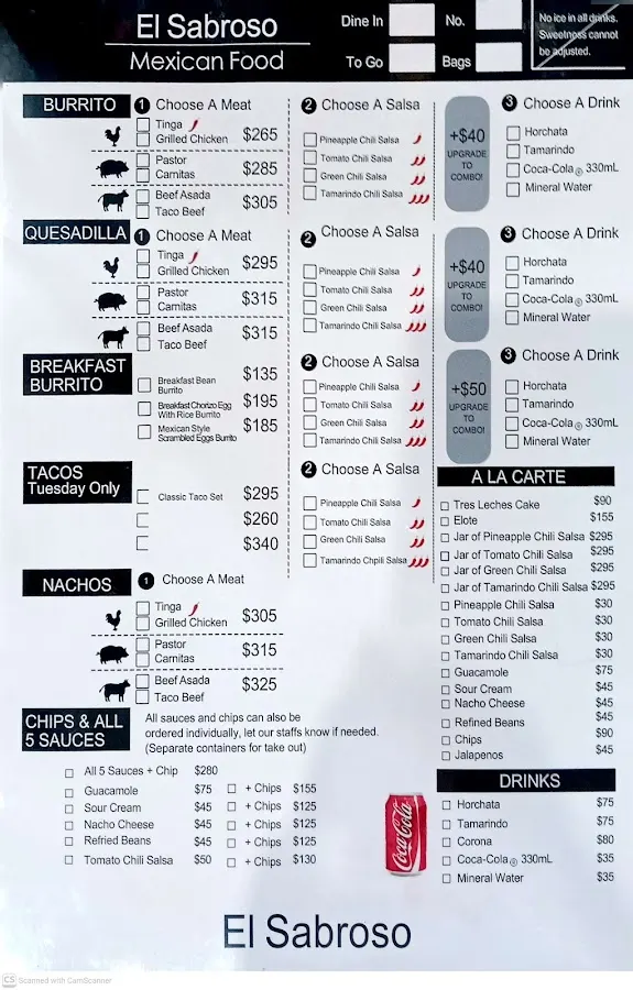 El Sabroso Mexican Food 菜單 1